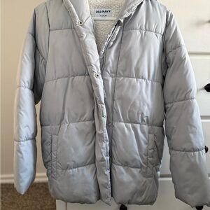 Old Navy Kids Light Gray Puffer Coat